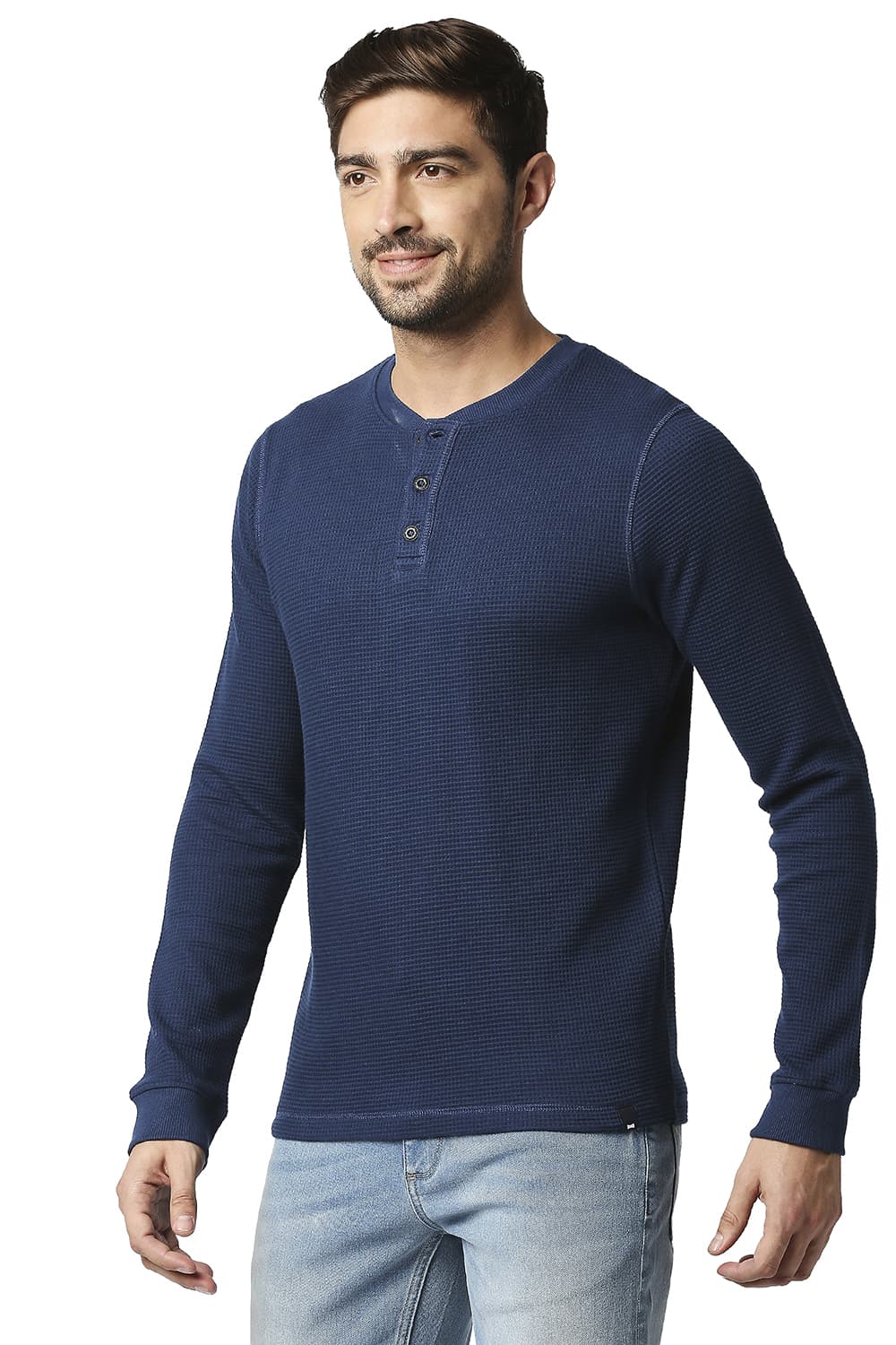 BASICS MUSCLE FIT HENLEY T-SHIRT