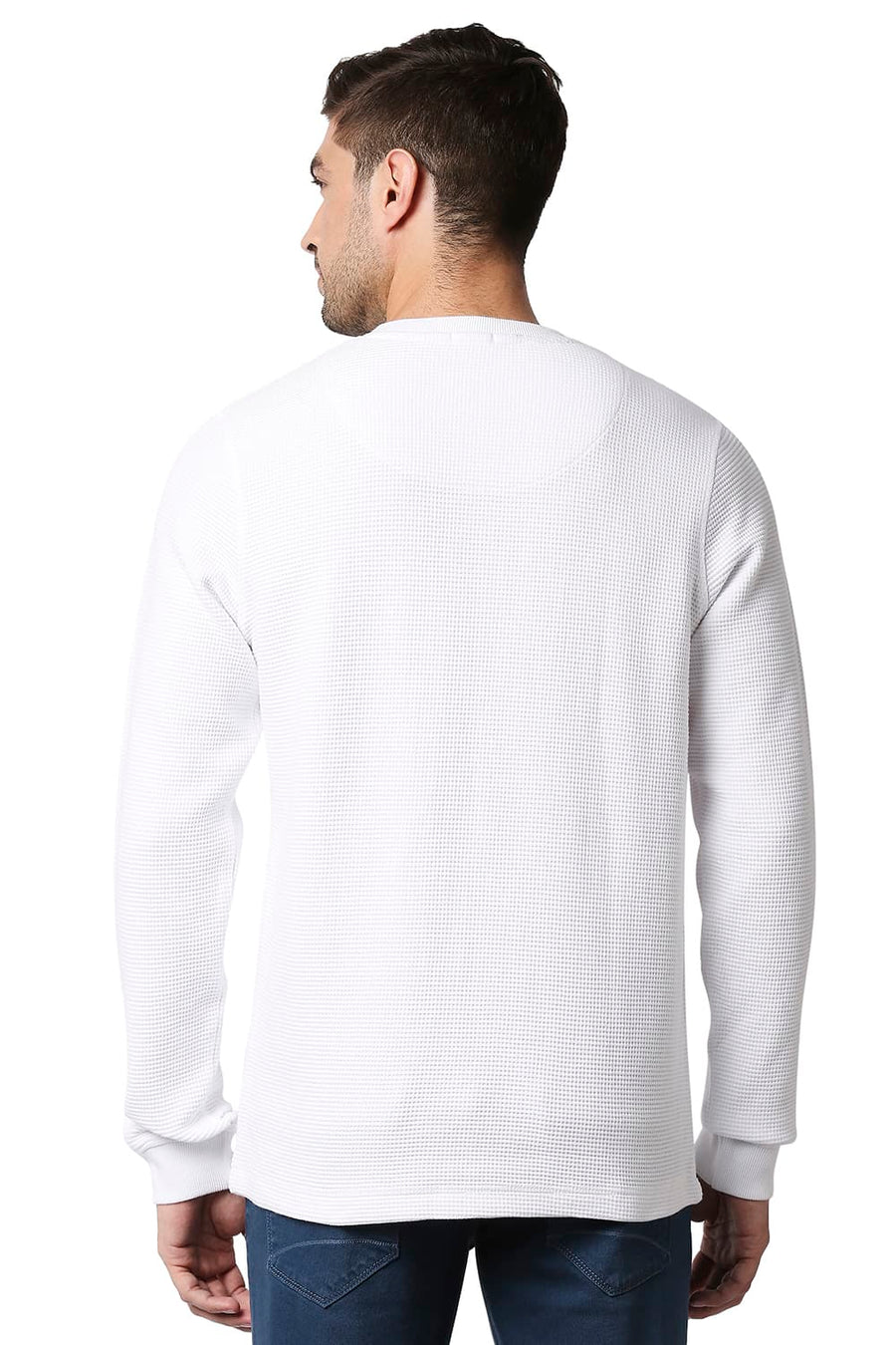 BASICS MUSCLE FIT BRIGHT WHITE HENLEY T-SHIRT