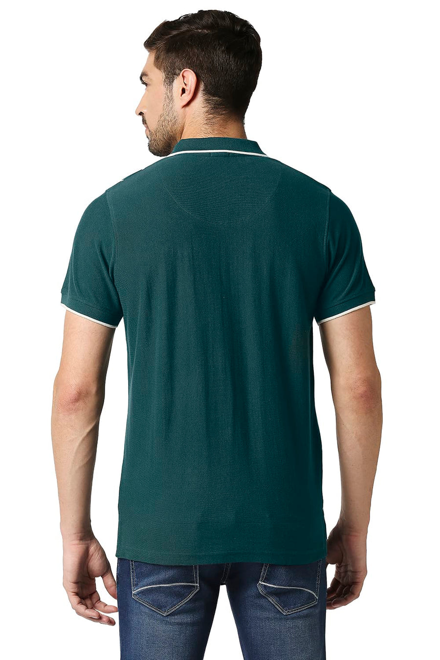 BASICS MUSCLE FIT JUNE BUG POLO STRIPE T-SHIRT