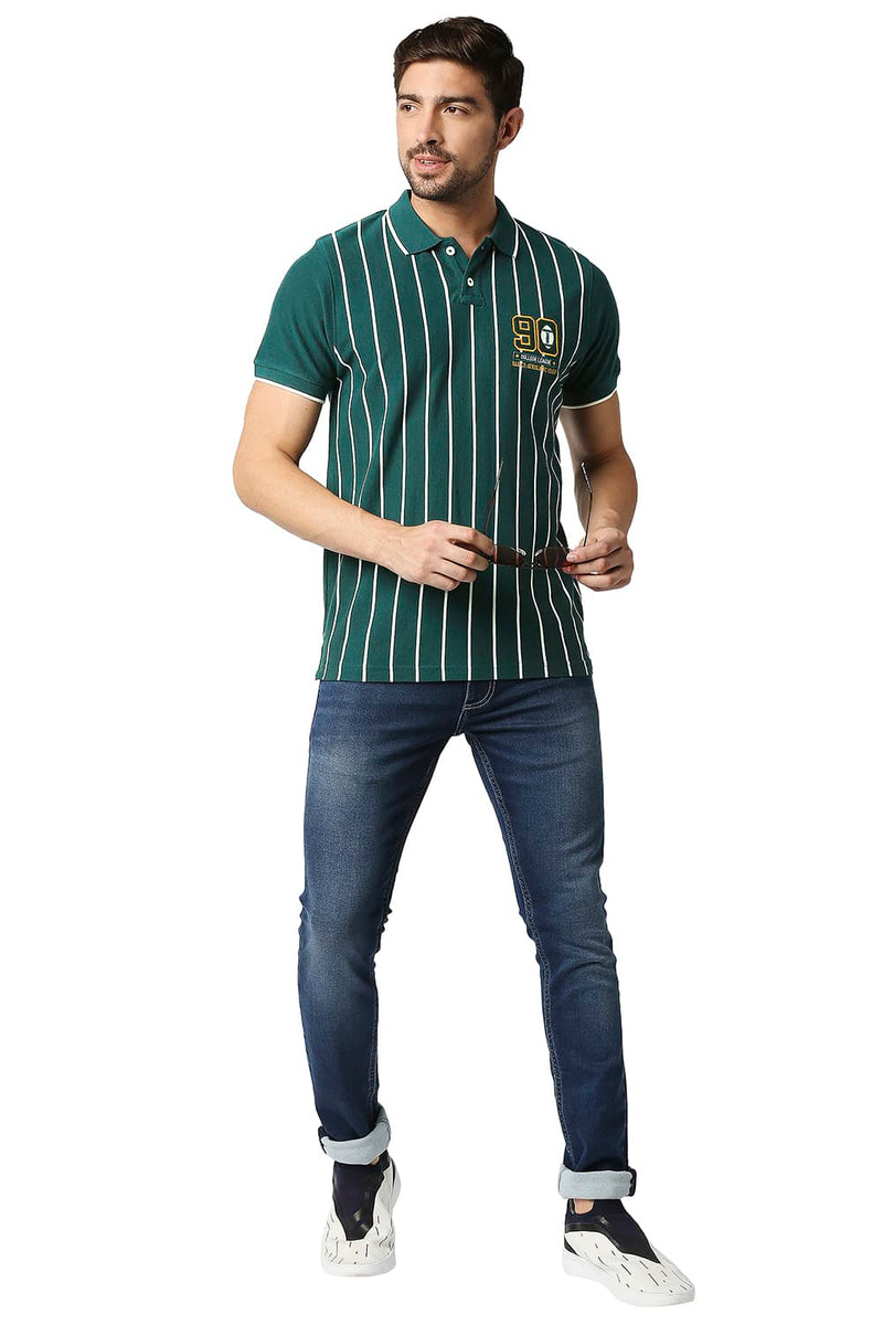 BASICS MUSCLE FIT POLO STRIPE T-SHIRT