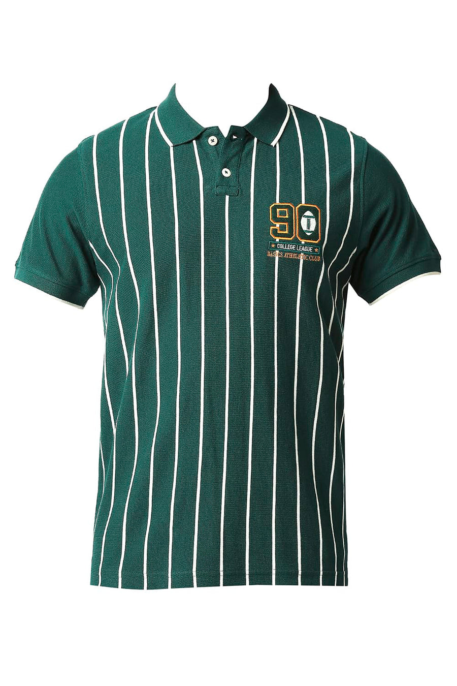 BASICS MUSCLE FIT JUNE BUG POLO STRIPE T-SHIRT
