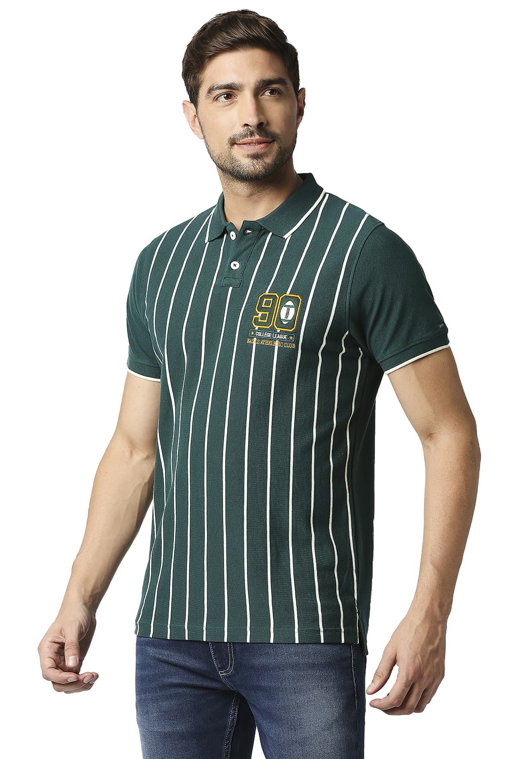 BASICS MUSCLE FIT POLO STRIPE T-SHIRT