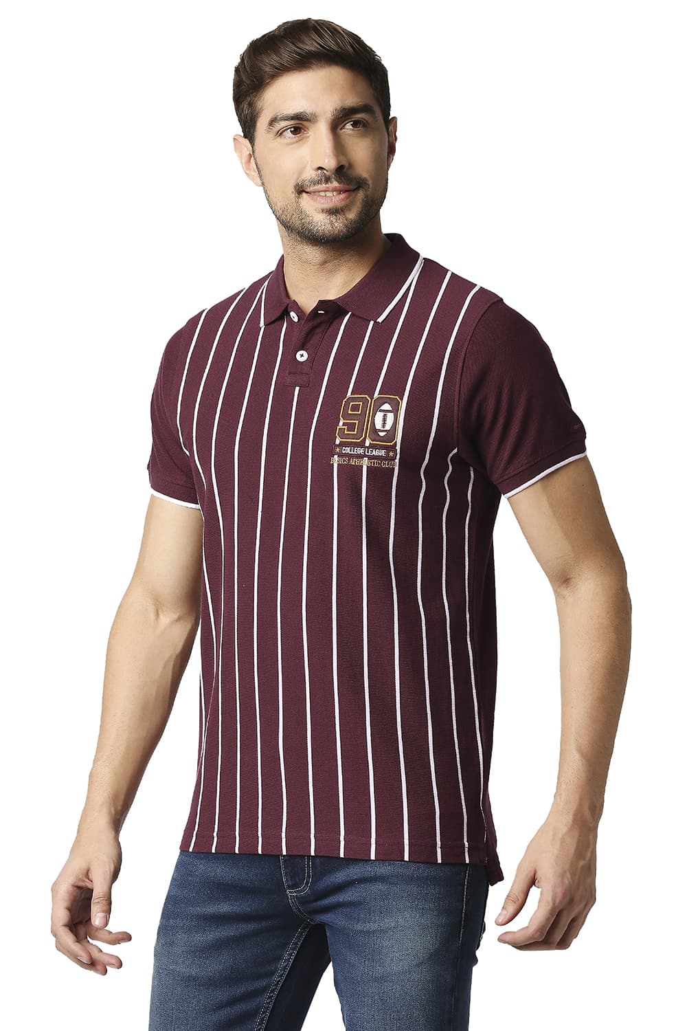 BASICS MUSCLE FIT POLO STRIPE T-SHIRT