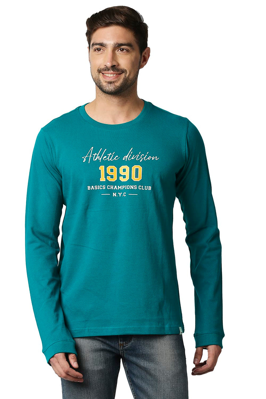 BASICS MUSCLE FIT KAYAKING GREEN CREW T-SHIRT