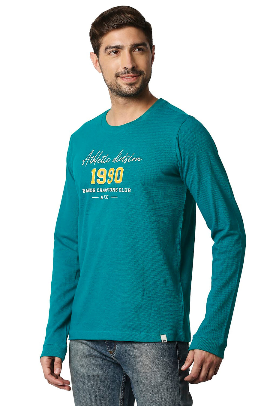 BASICS MUSCLE FIT KAYAKING GREEN CREW T-SHIRT
