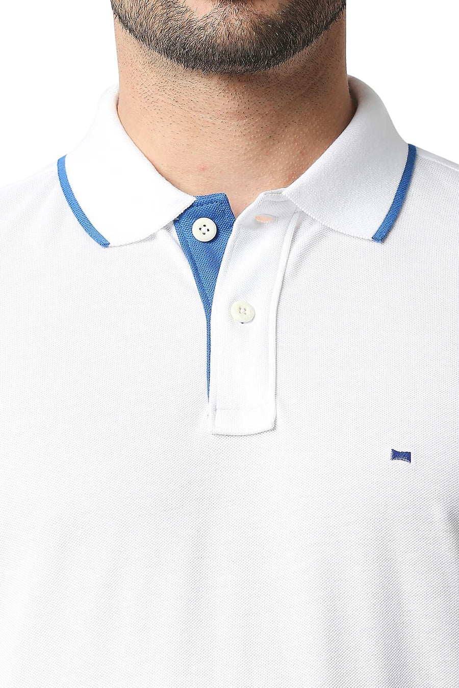 BASICS MUSCLE FIT BRIGHT WHITE POLO T-SHIRT