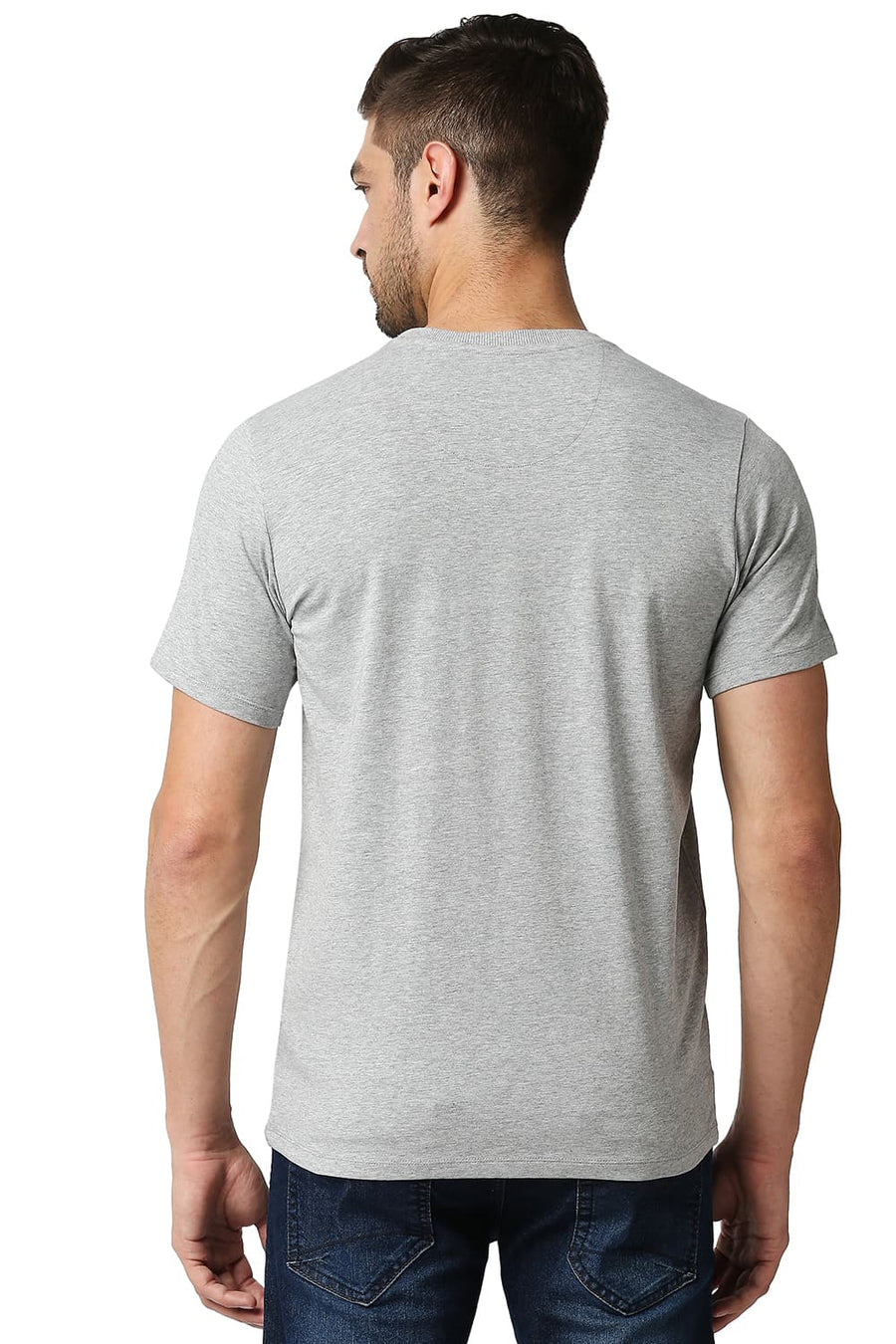 BASICS MUSCLE FIT HEATHER GREY CREW NECK T-SHIRTS