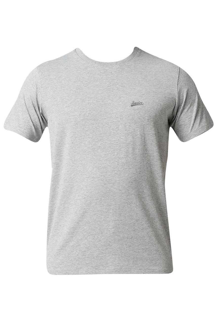 BASICS MUSCLE FIT HEATHER GREY CREW NECK T-SHIRTS