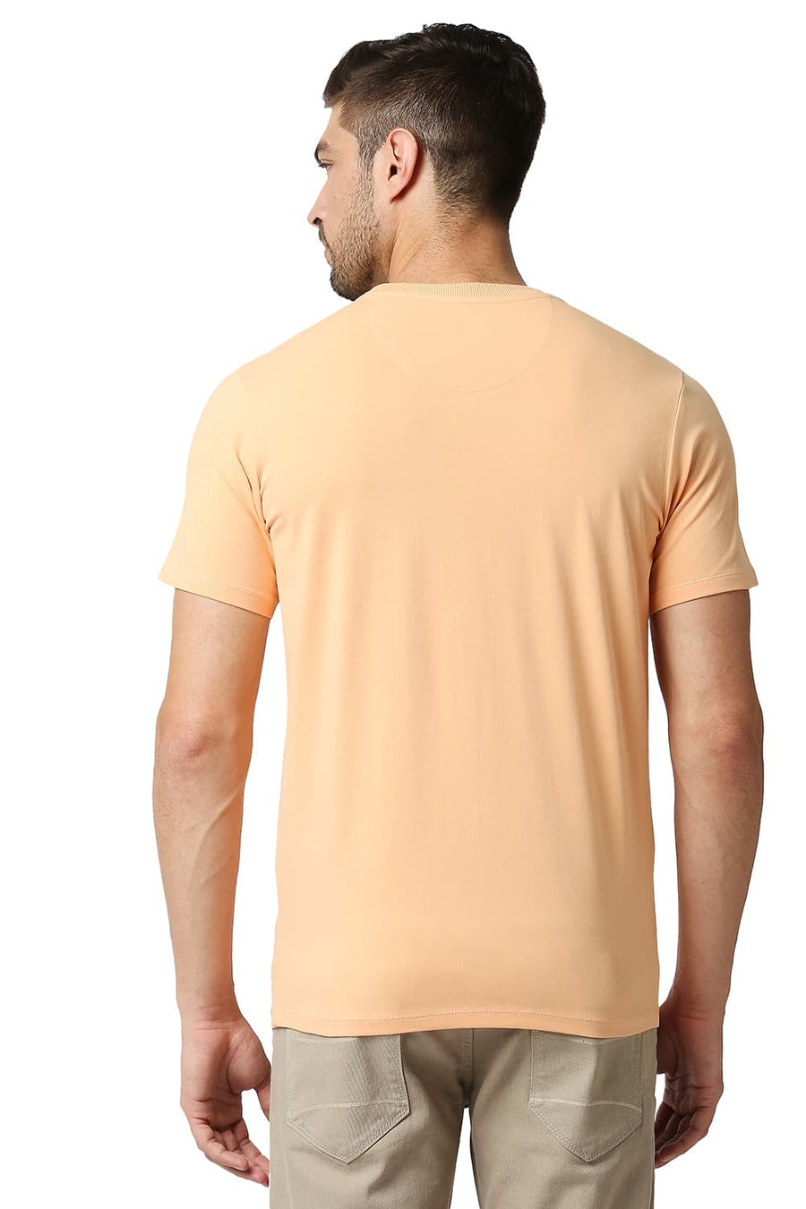 BASICS MUSCLE FIT CREAM BLUSH CREW NECK T-SHIRTS
