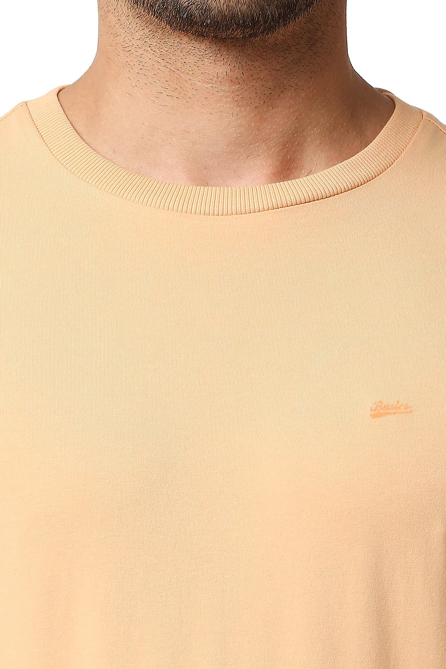 BASICS MUSCLE FIT CREAM BLUSH CREW NECK T-SHIRTS