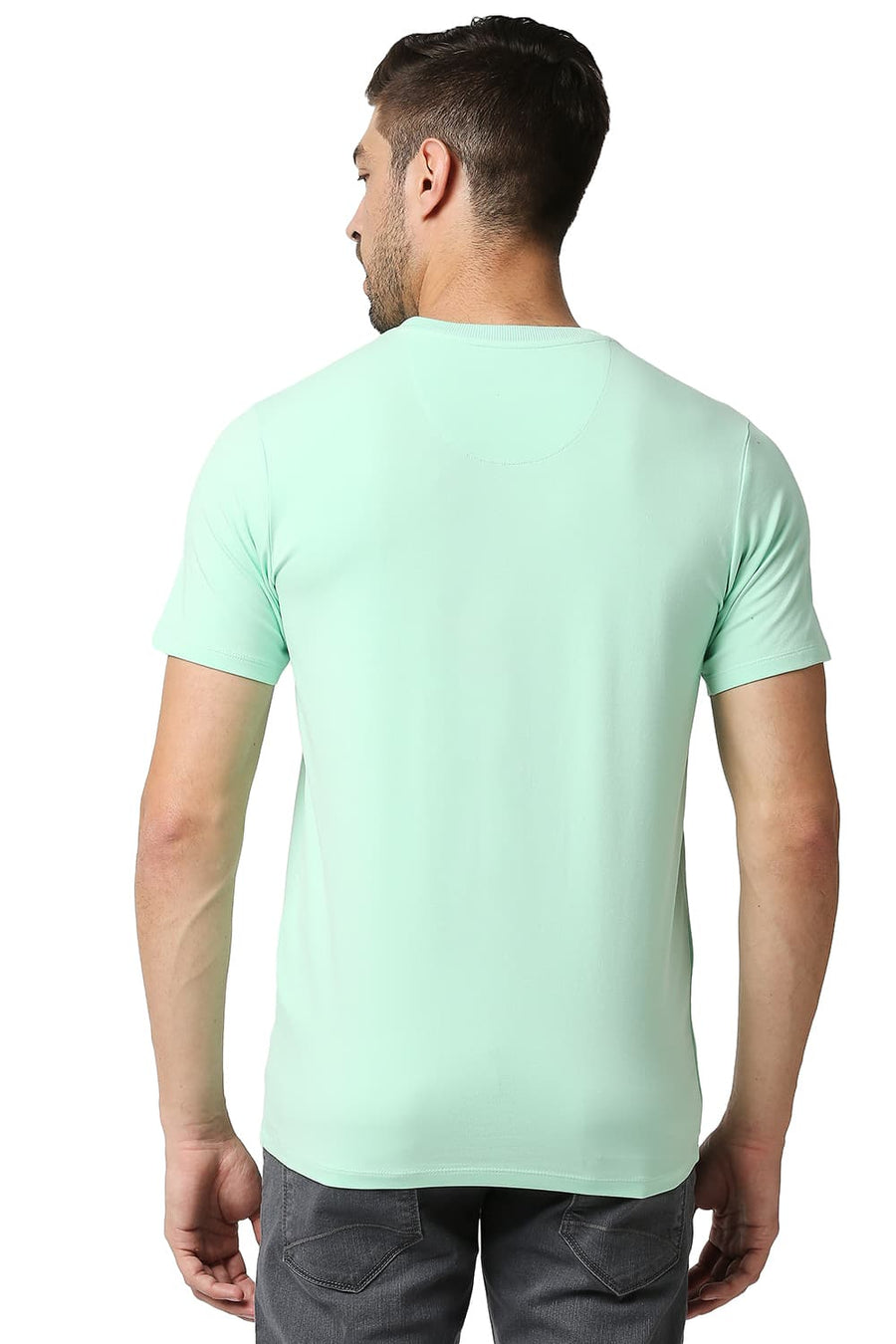 BASICS MUSCLE FIT BROOK GREEN CREW NECK T-SHIRTS