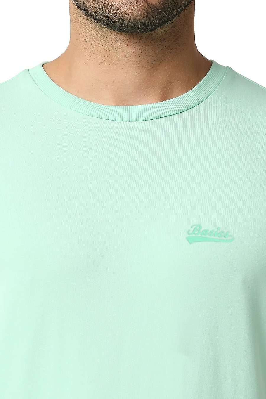 BASICS MUSCLE FIT BROOK GREEN CREW NECK T-SHIRTS
