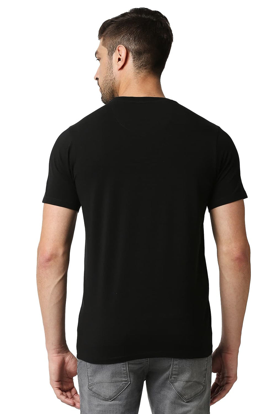 BASICS MUSCLE FIT JET BLACK CREW NECK T-SHIRTS