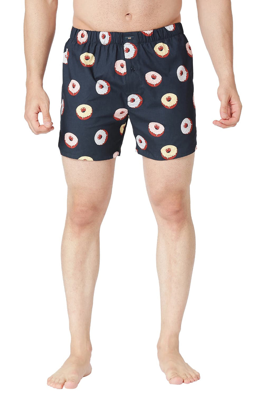BASICS SLIM FIT PARISIAN NAVY COTTON PRINTED BOXER SHORTS