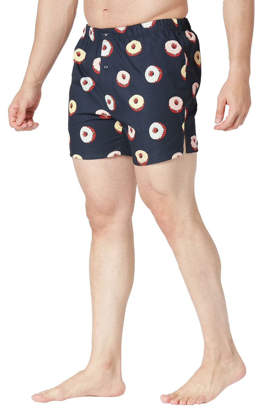 BASICS SLIM FIT PARISIAN NAVY COTTON PRINTED BOXER SHORTS