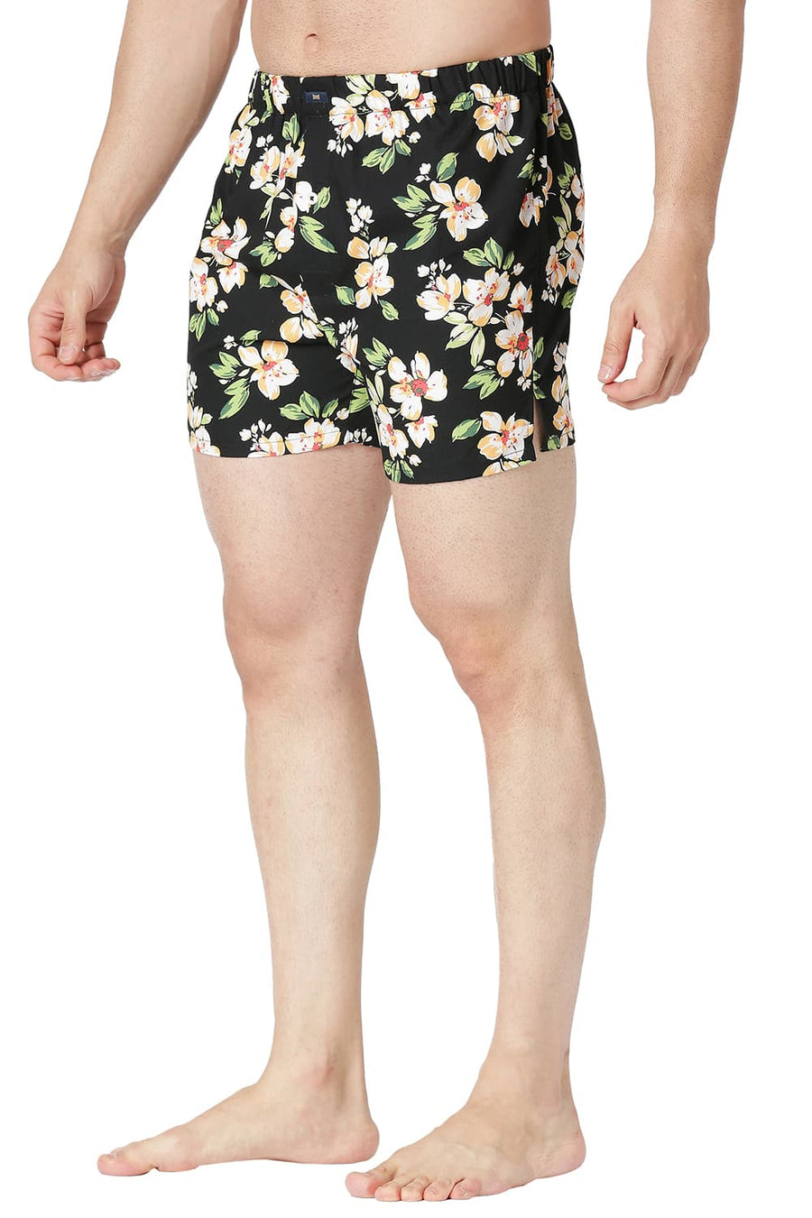 BASICS SLIM FIT JET BLACK COTTON PRINTED BOXER SHORTS