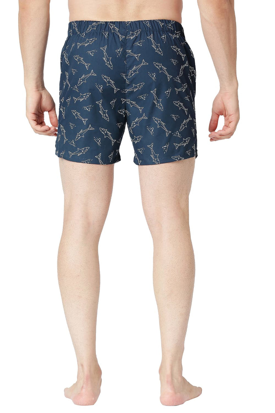 BASICS SLIM FIT ENSIGN NAVY COTTON PRINTED BOXER SHORTS