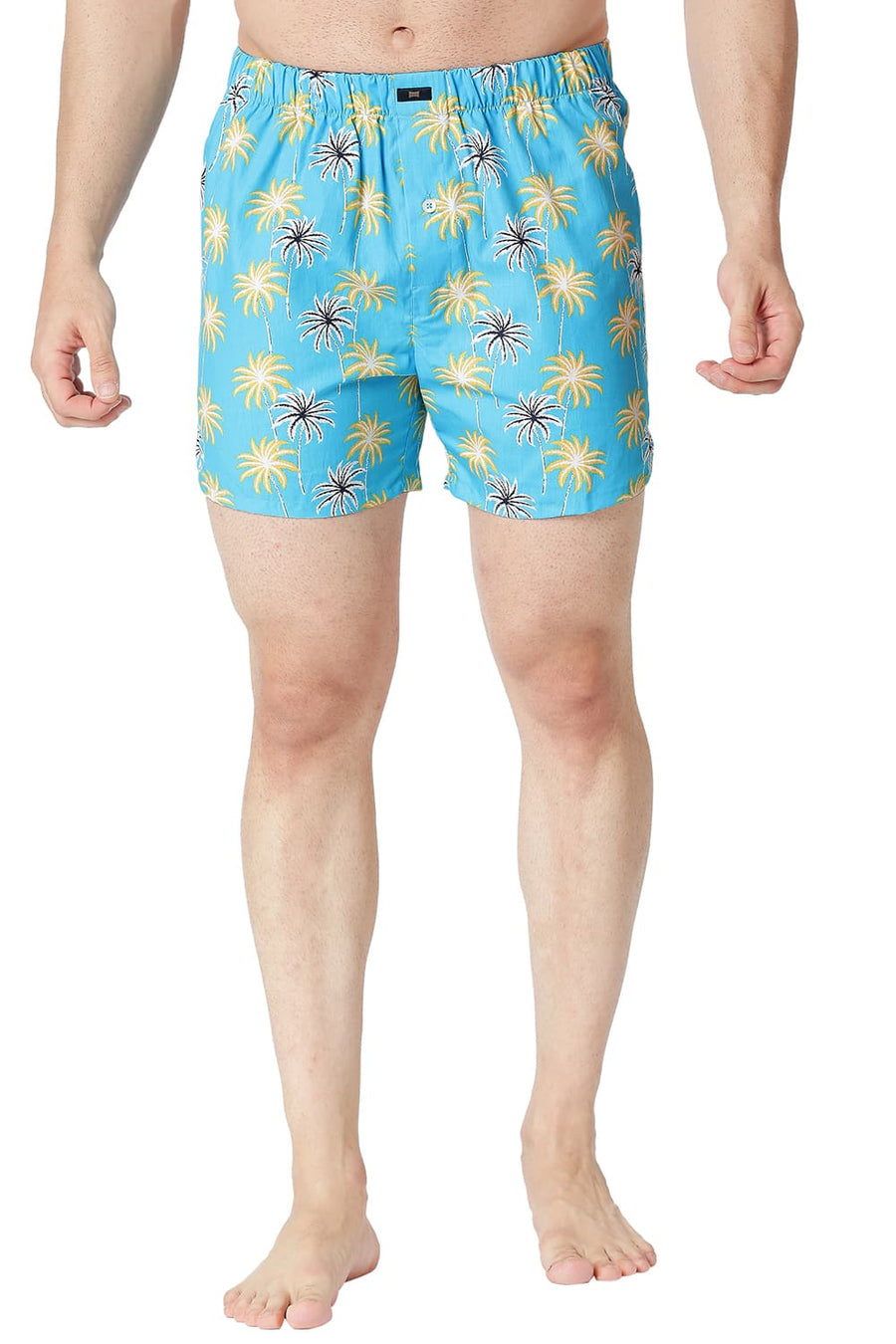 BASICS SLIM FIT RIVER TURQUOISE COTTON PRINTED BOXER SHORTS
