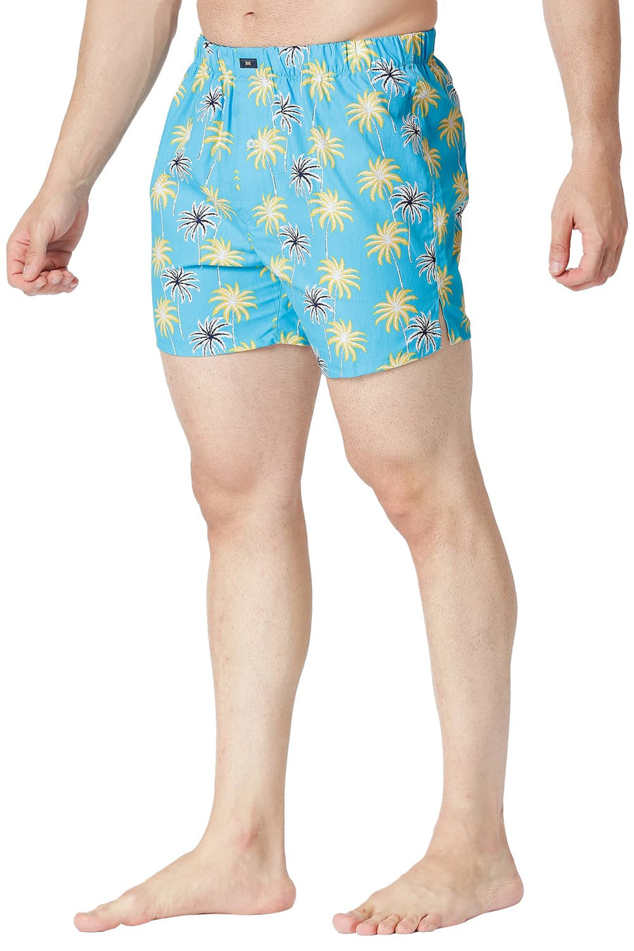 BASICS SLIM FIT RIVER TURQUOISE COTTON PRINTED BOXER SHORTS