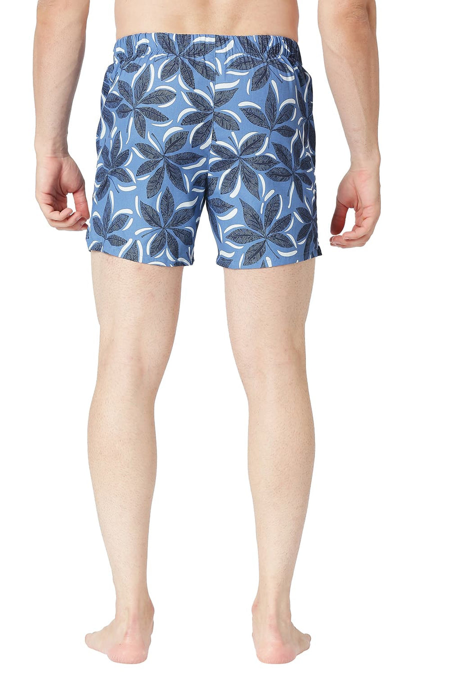 BASICS SLIM FIT REGATTA BLUE COTTON PRINTED BOXER SHORTS