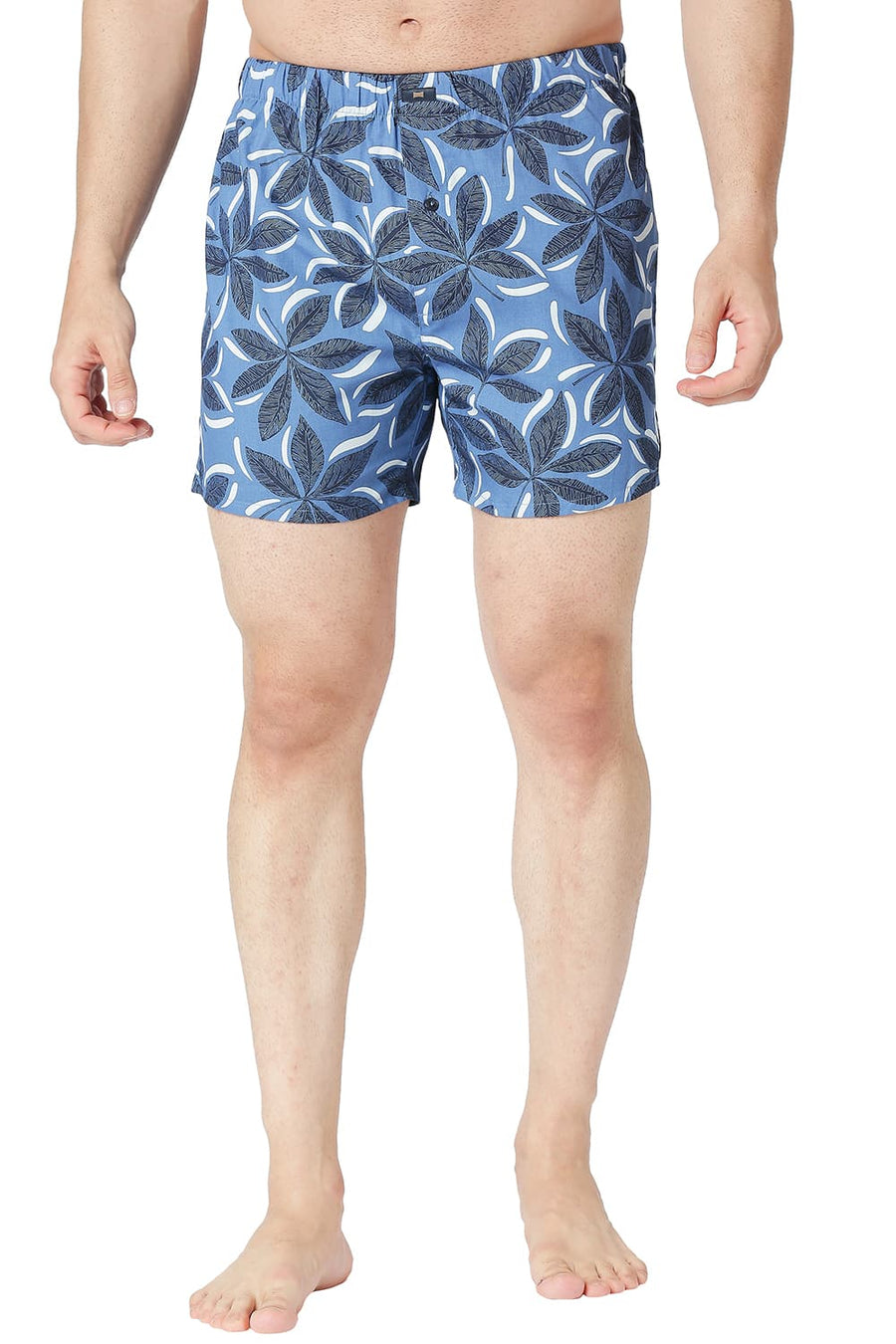 BASICS SLIM FIT REGATTA BLUE COTTON PRINTED BOXER SHORTS