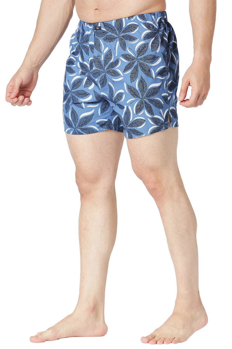 BASICS SLIM FIT REGATTA BLUE COTTON PRINTED BOXER SHORTS