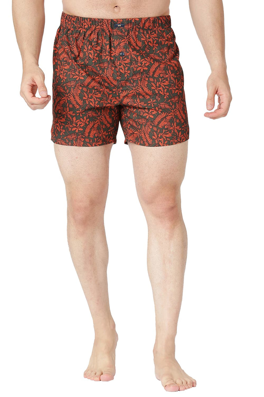 BASICS SLIM FIT LANGOUSTINA RED COTTON PRINTED BOXER SHORTS