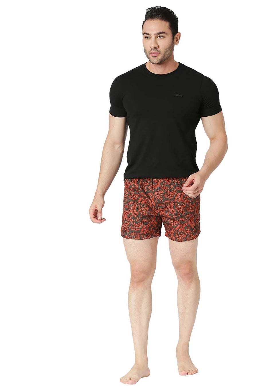 BASICS SLIM FIT LANGOUSTINA RED COTTON PRINTED BOXER SHORTS