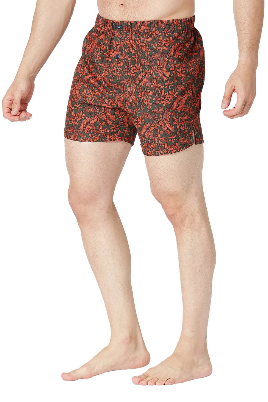 BASICS SLIM FIT LANGOUSTINA RED COTTON PRINTED BOXER SHORTS