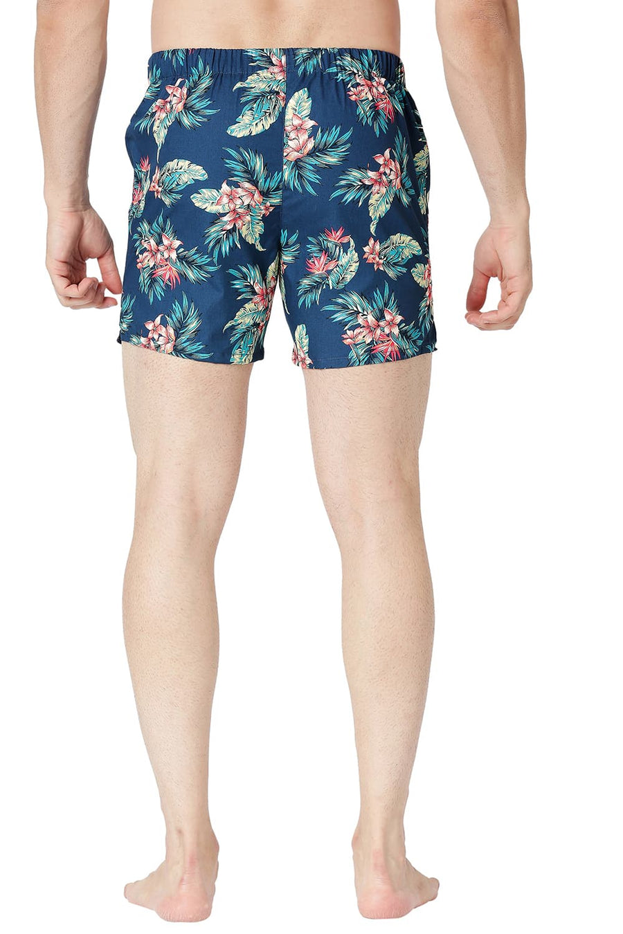 BASICS SLIM FIT VALLARTA TEAL COTTON PRINTED BOXER SHORTS