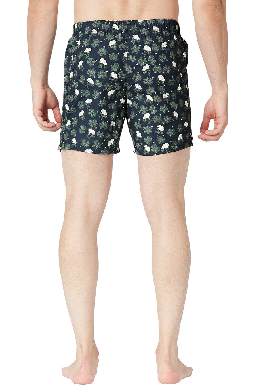 BASICS SLIM FIT SPELLBOUND NAVY COTTON PRINTED BOXER SHORTS