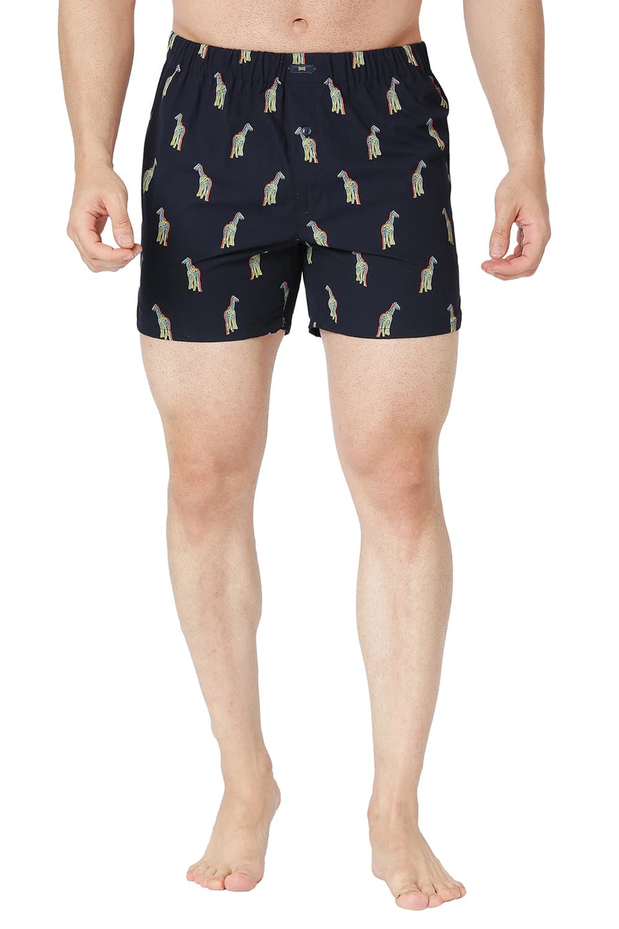 BASICS SLIM FIT SALUTE NAVY COTTON PRINTED BOXER SHORTS