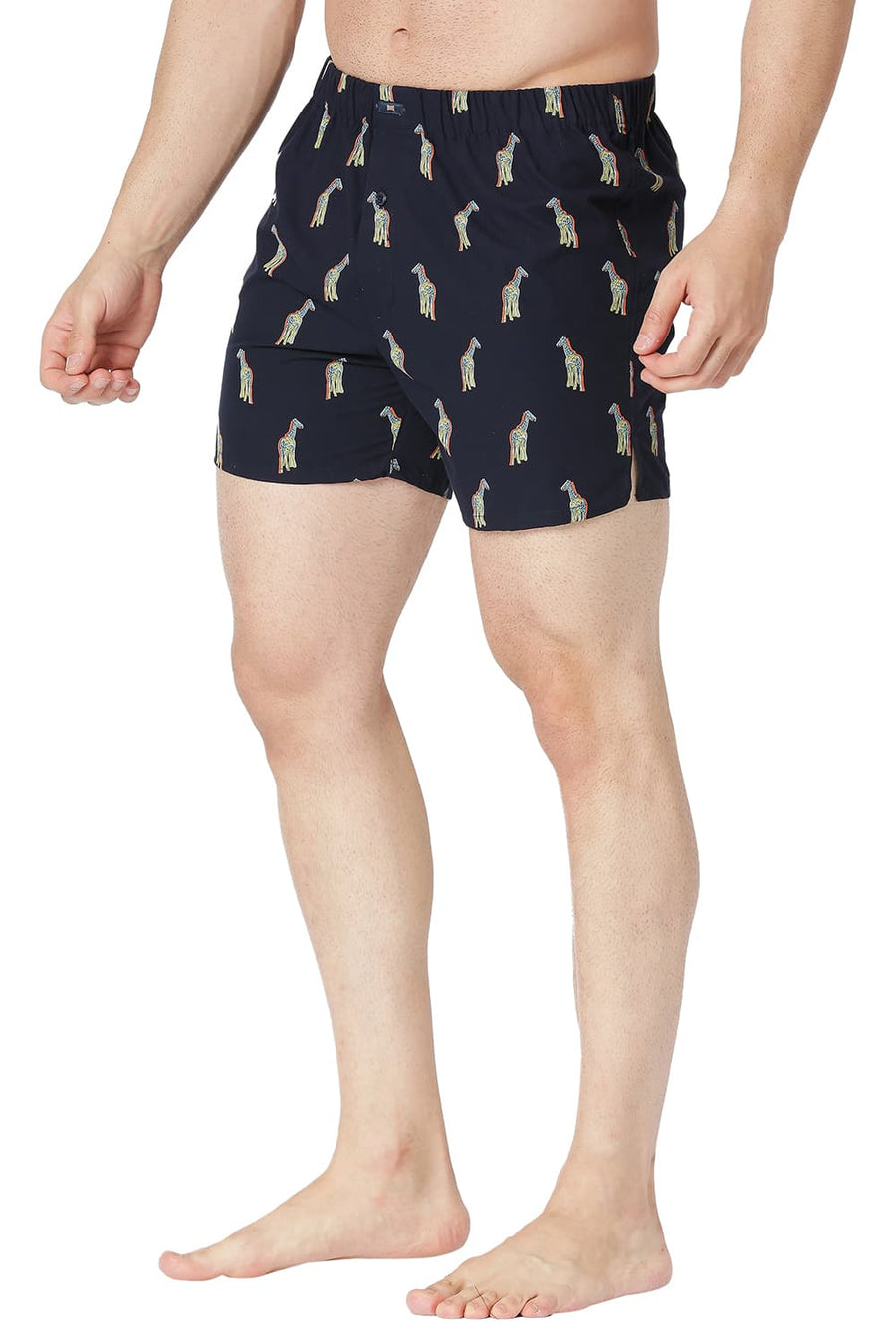 BASICS SLIM FIT SALUTE NAVY COTTON PRINTED BOXER SHORTS