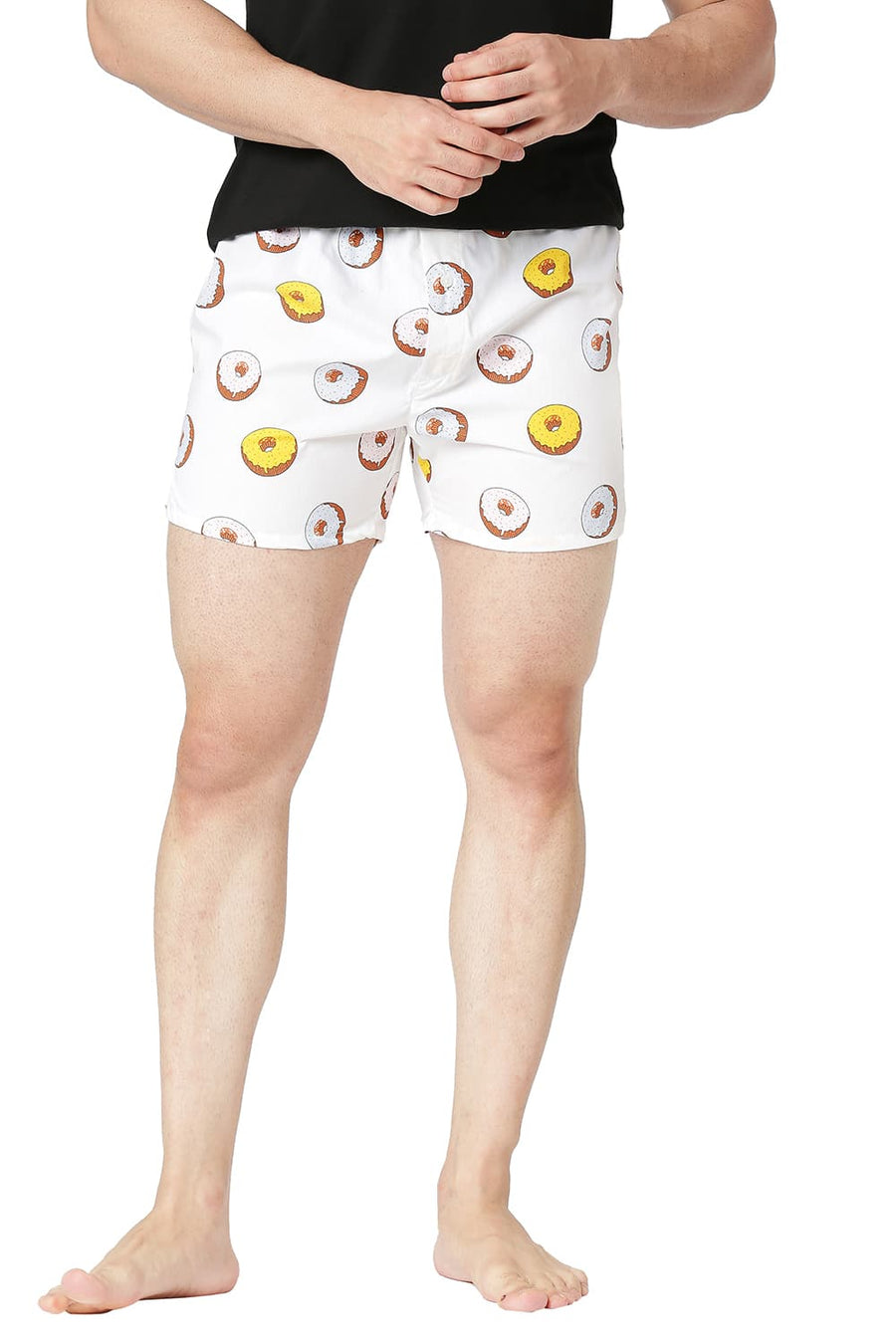 BASICS SLIM FIT BRILLIANT WHITE COTTON PRINTED BOXER SHORTS