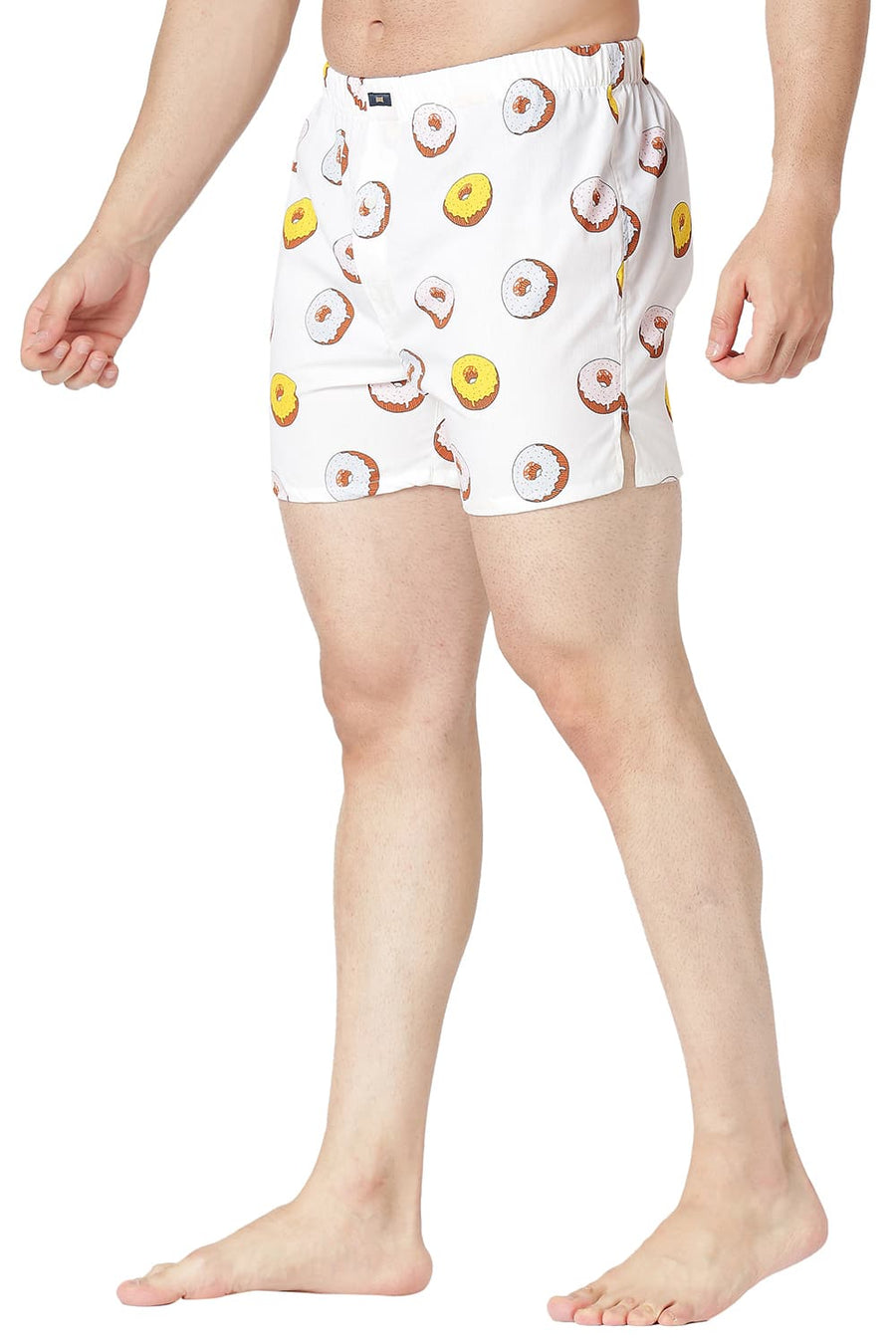 BASICS SLIM FIT BRILLIANT WHITE COTTON PRINTED BOXER SHORTS