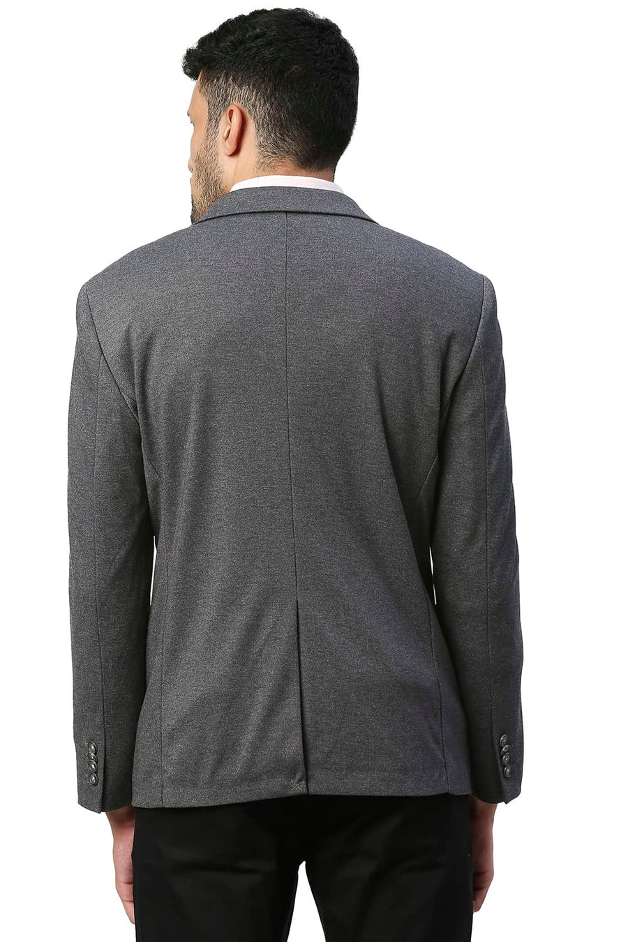 BASICS COMFORT FIT PEWTER POLY RAYON STRETCH KNIT BLAZERS