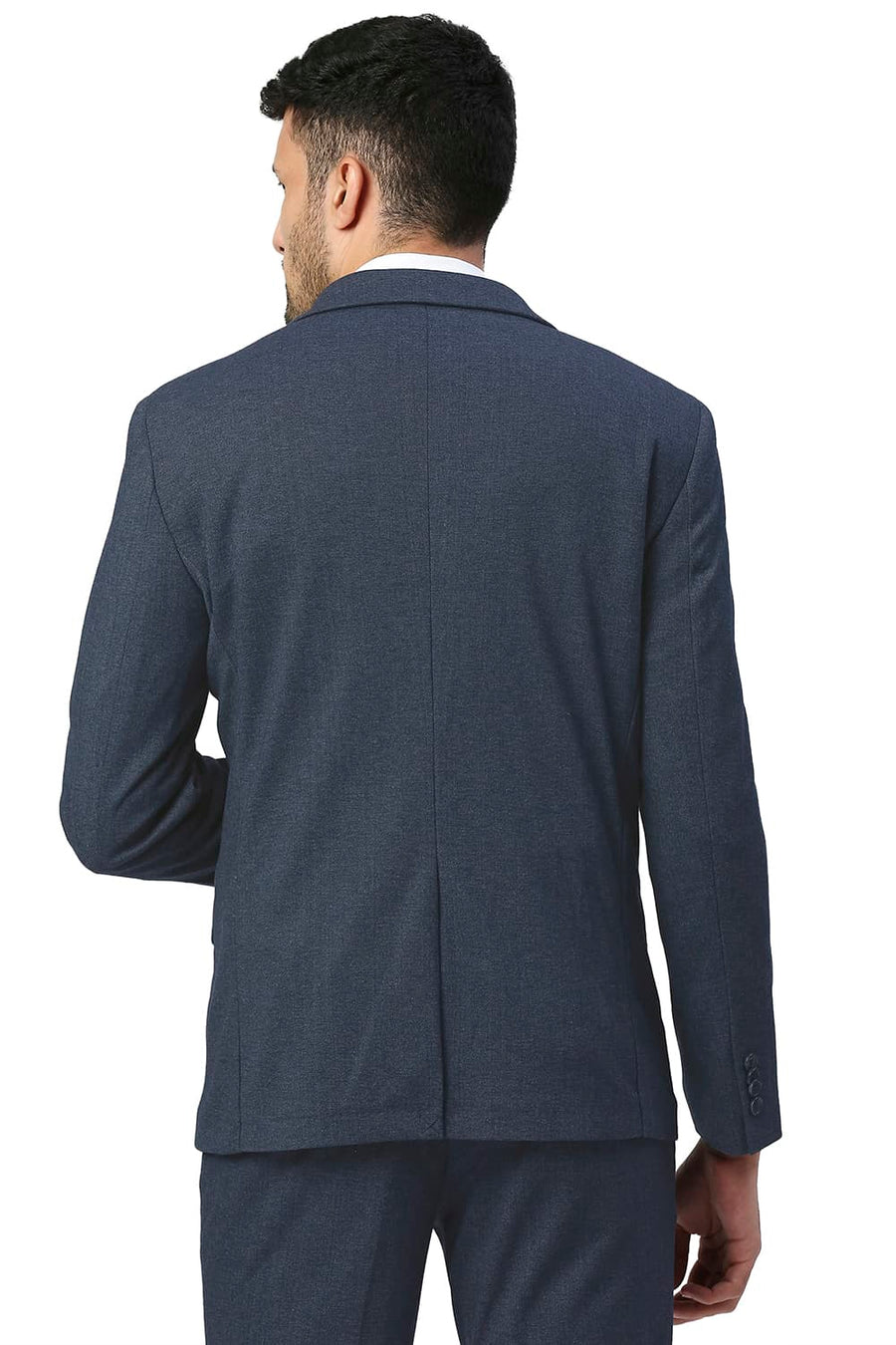 BASICS COMFORT FIT BLUE NIGHT POLY RAYON STRETCH KNIT BLAZERS