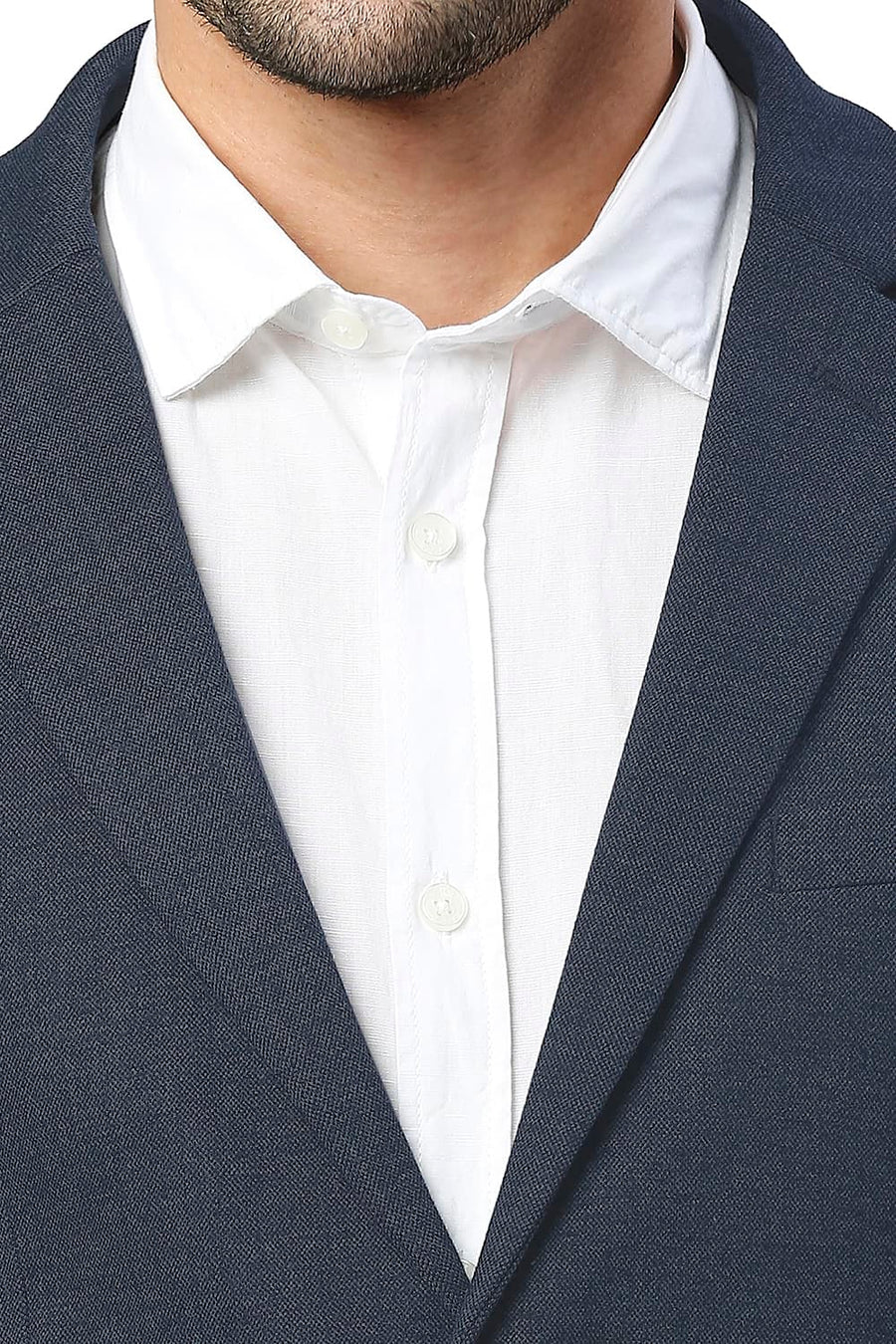 BASICS COMFORT FIT BLUE NIGHT POLY RAYON STRETCH KNIT BLAZERS