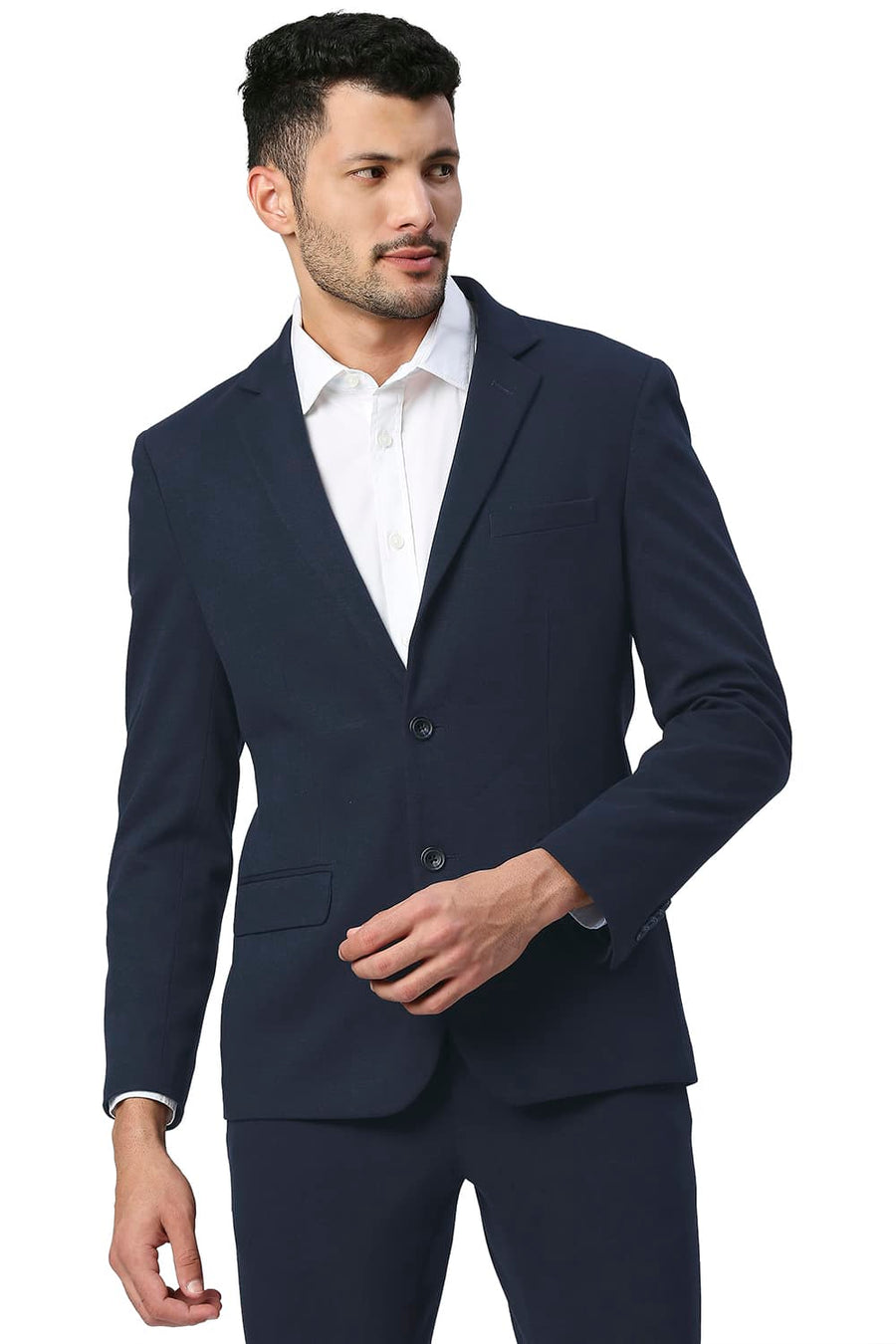 BASICS COMFORT FIT OUTER SPACE POLY RAYON STRETCH KNIT BLAZERS