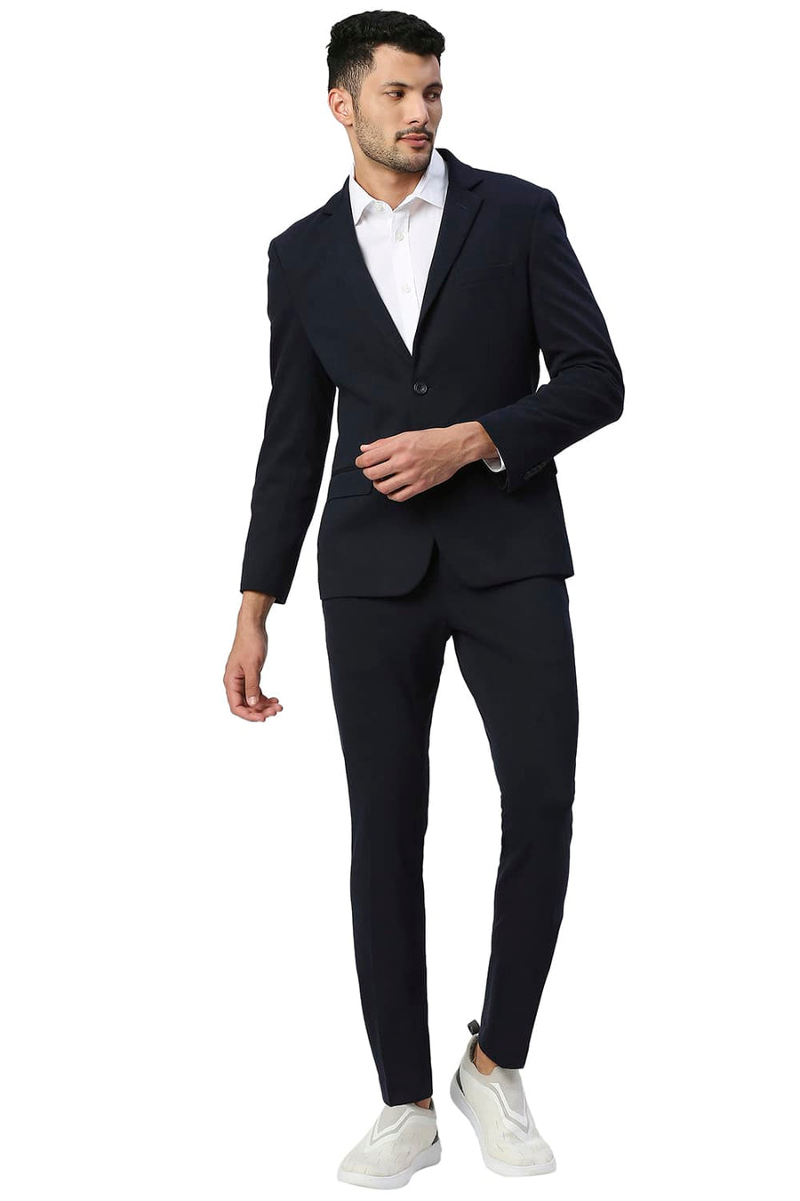 BASICS COMFORT FIT OUTER SPACE POLY RAYON STRETCH KNIT BLAZERS