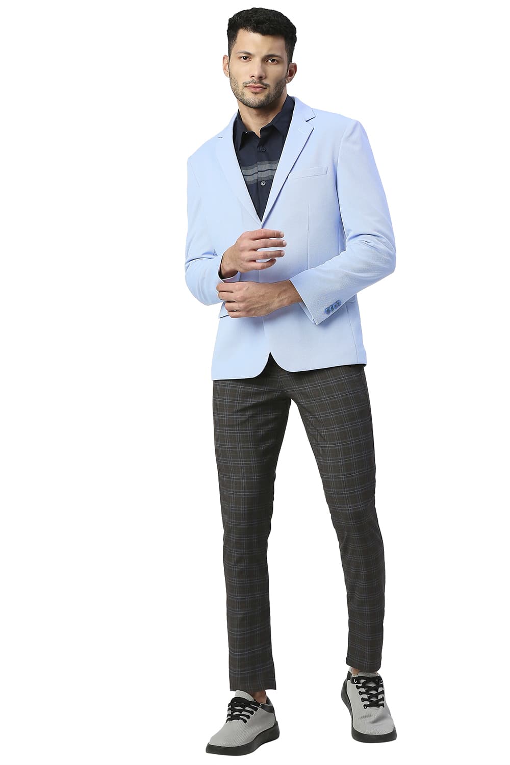 BASICS COMFORT FIT POLYESTER STRETCH KNIT BLAZERS