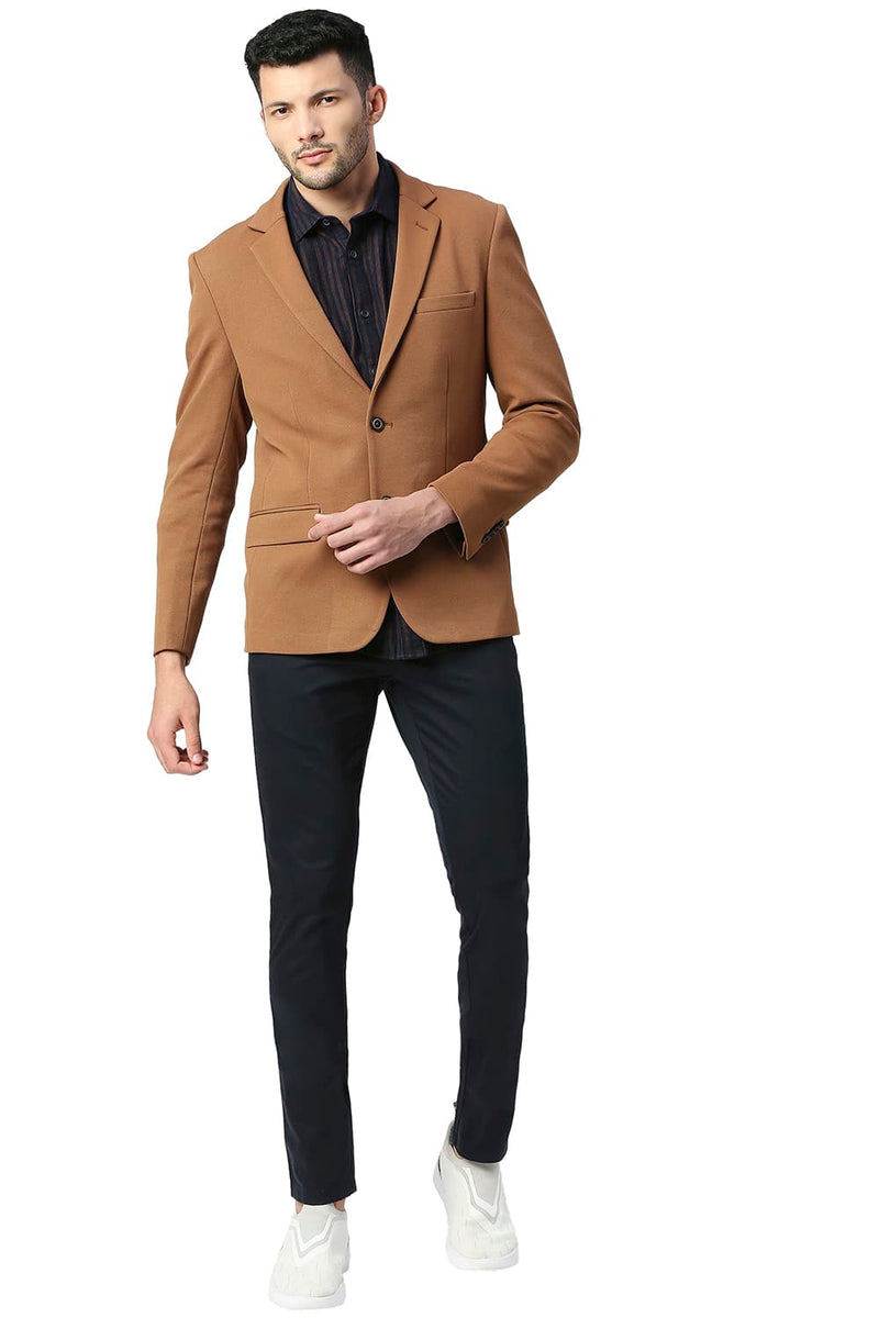 BASICS COMFORT FIT POLYESTER STRETCH KNIT BLAZERS