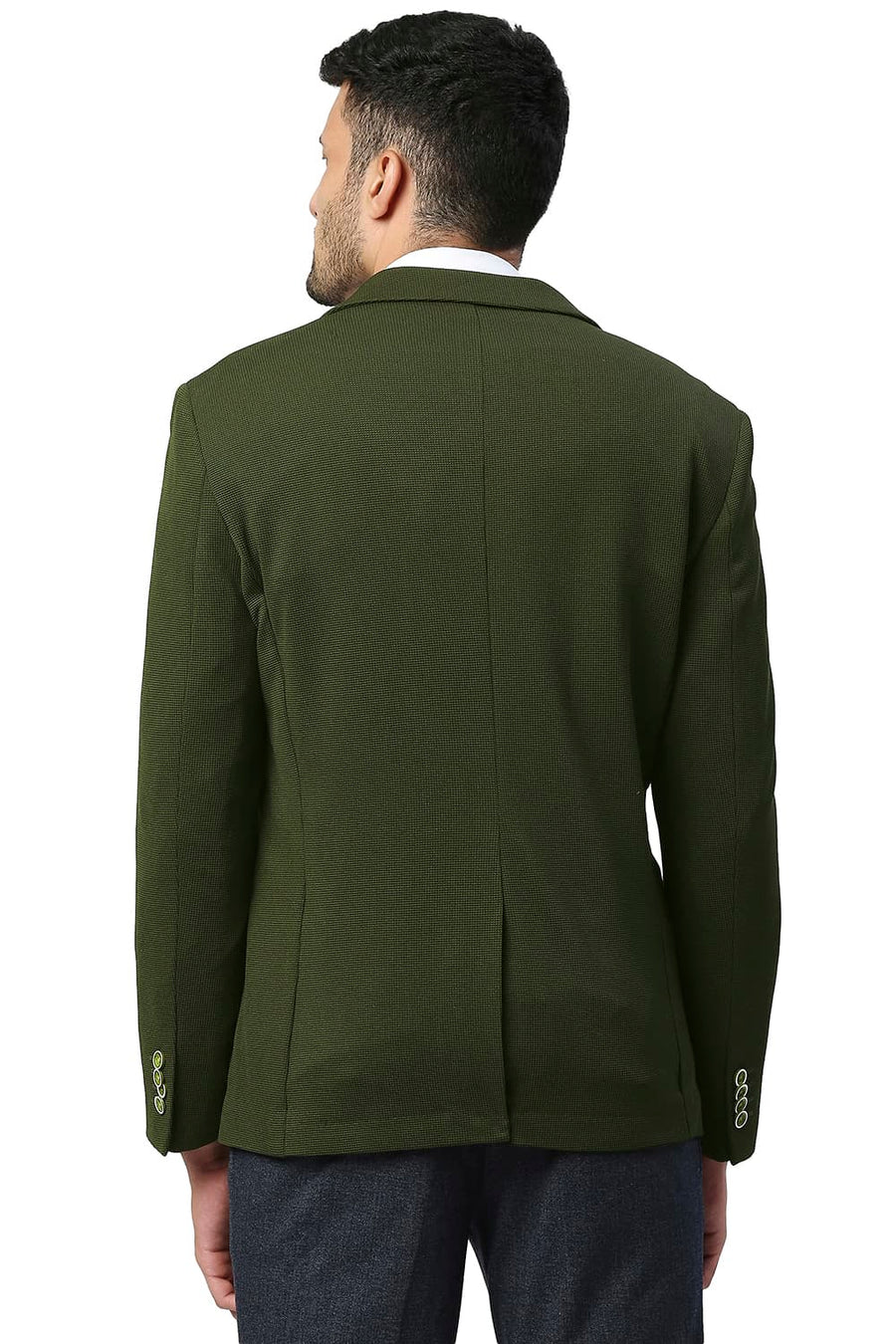 BASICS COMFORT FIT TARMAC POLYESTER STRETCH KNIT BLAZERS