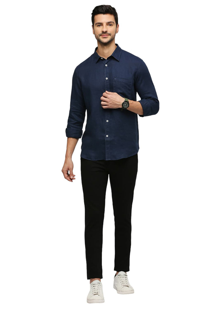 BASICS SLIM FIT LINEN SHIRT