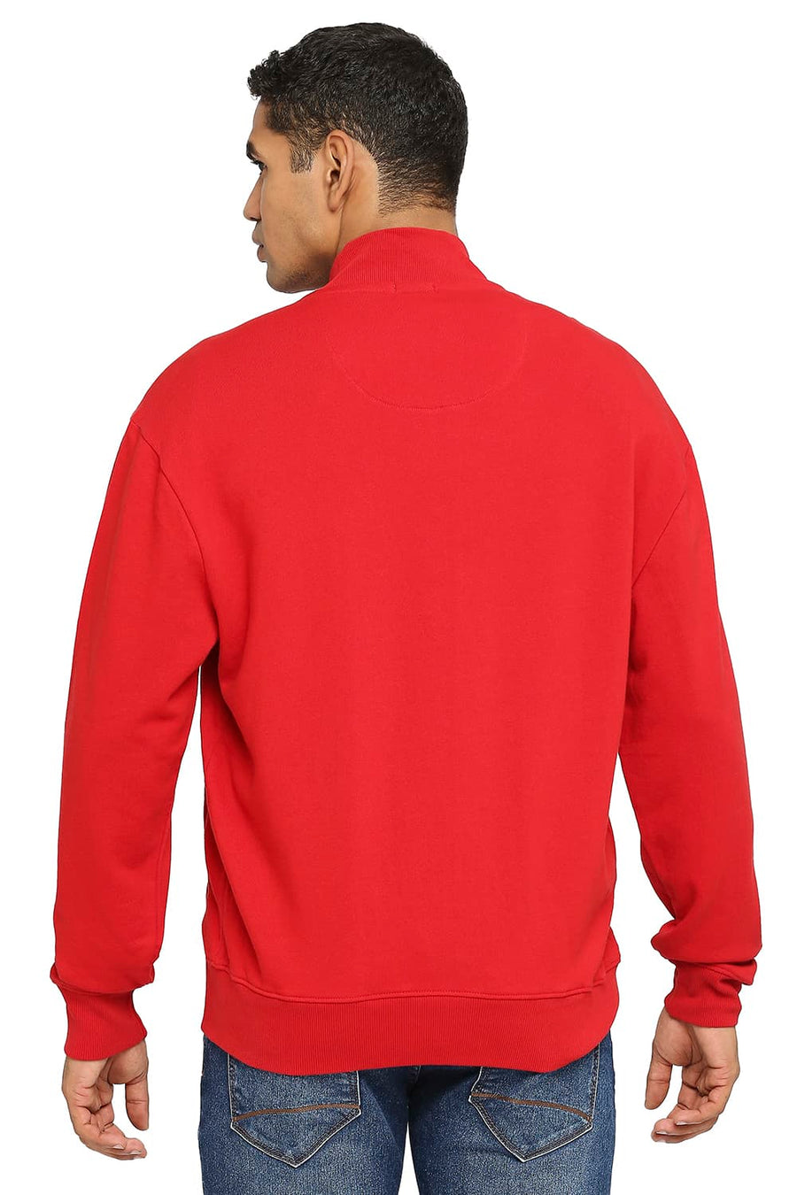 BASICS COMFORT FIT CHILLI PEPPER COTTON NON BRUSHED FLEECE HIGH NECK JACKET