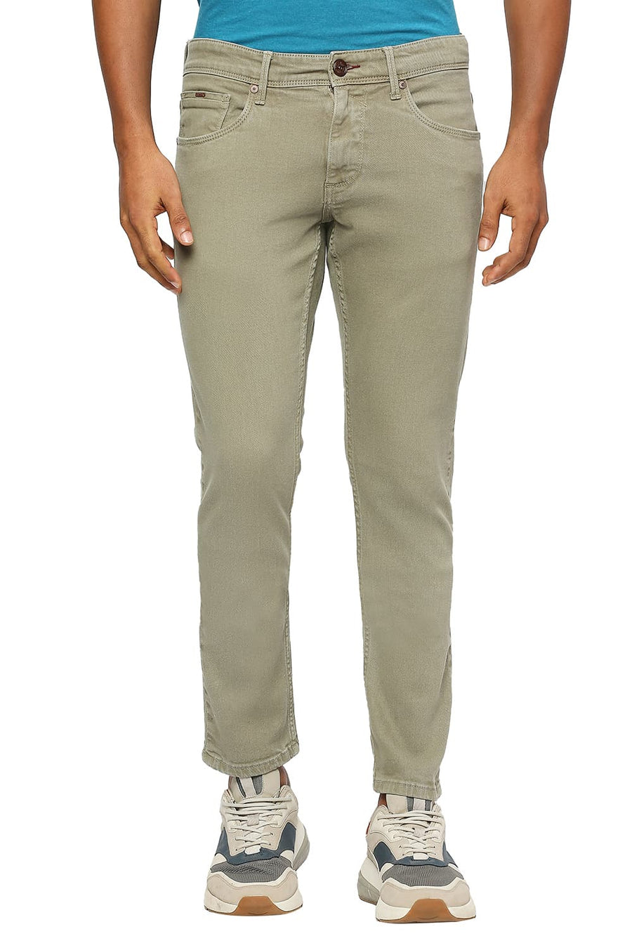 BASICS BLADE FIT OIL GREEN STRETCH JEANS
