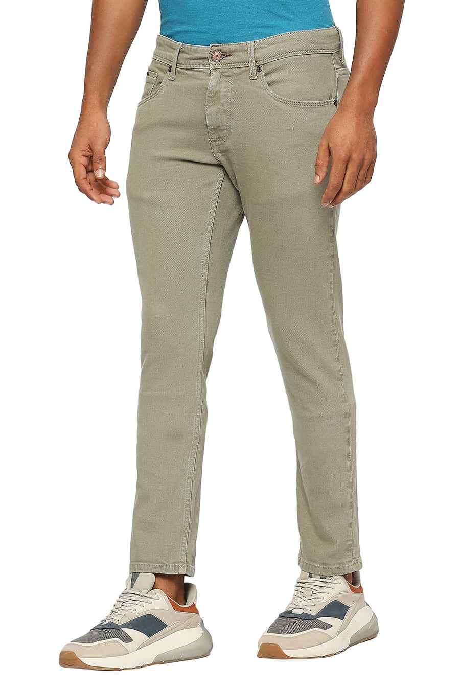 BASICS BLADE FIT OIL GREEN STRETCH JEANS