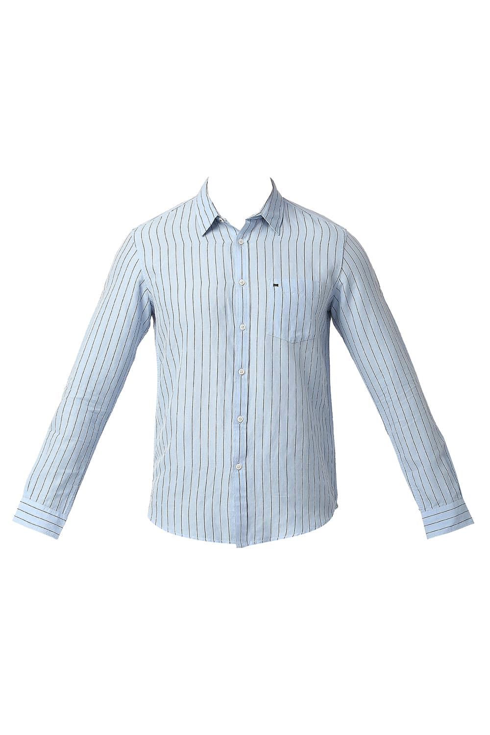 BASICS SLIM FIT COTTON LINEN STRIPE SHIRT