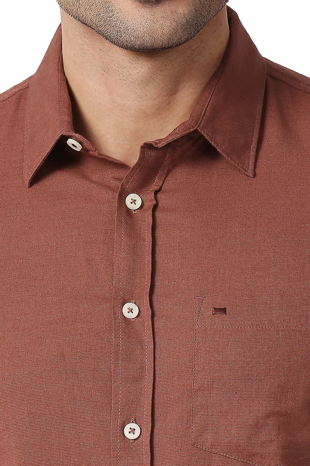 BASICS SLIM FIT COTTON LINEN SHIRT