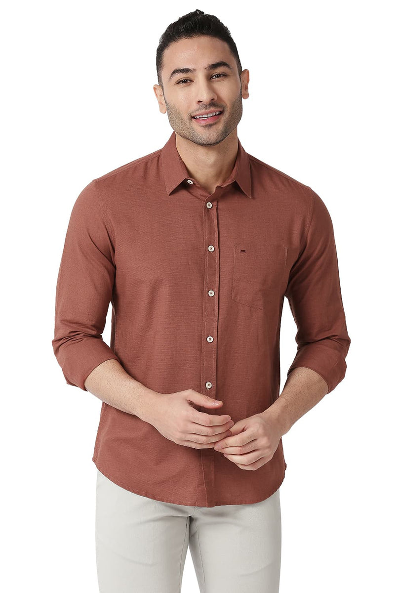 BASICS SLIM FIT COTTON LINEN SHIRT